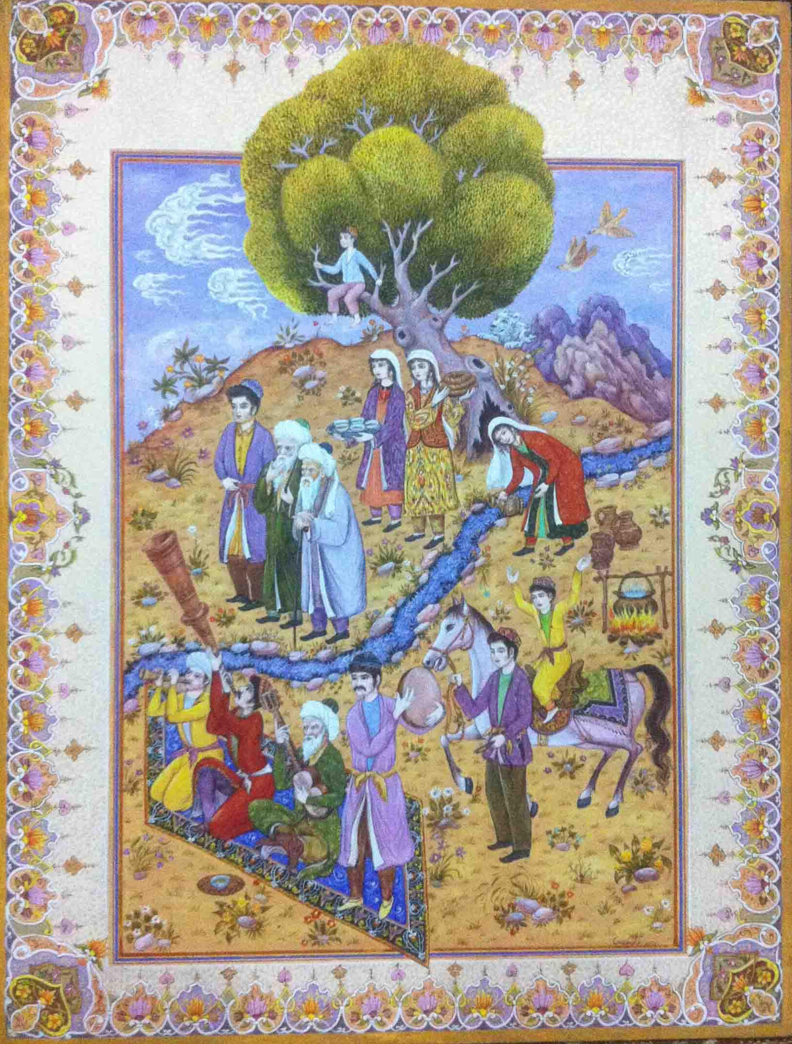 Olim Kamolzoda is the Honoured Artist of the Republic of Tajikistan. Photo of Olim Kamolzoda sitting at the desk in his workshop. He is the Honoured Artist of the Republic of Tajikistan, a Member of the Union of Artists of the Republic of Tajikistan, and a Specialist of the Miniature Art. Studying the specifics of the work